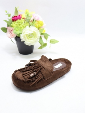 Klapki damskie na płaskim (36-41) 9716 BROWN