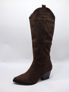 Kozaki damskie ocieplane na obcasie (36-41) 5757 BROWN