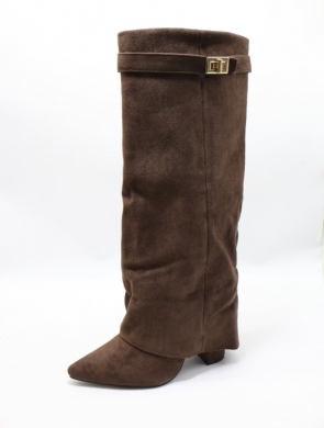 Kozaki damskie na obcasie (36-41) 9501A BROWN
