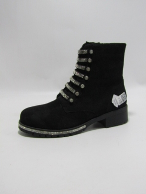 Botki damskie ocieplane na płaskim (36-41) 027C BLACK