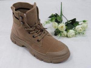 Botki damskie ocieplane na płaskim (36-41) NB570 KHAKI
