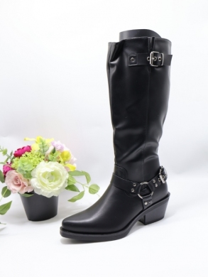 Kozaki damskie ocieplane na obcasie (36-41) AXHX-66 BLACK