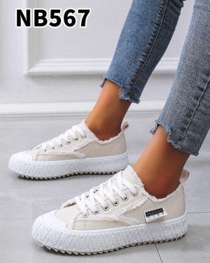 Trampki damskie na płaskim (36-41) NB567 BEIGE