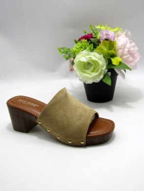 Klapki damskie na obcasie (36-41) 8338-235 KHAKI