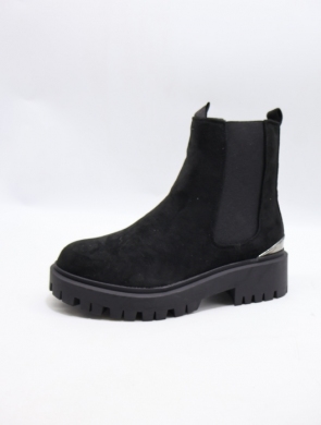 Botki damskie ocieplane na płaskim (36-41) H8-622 BLACK