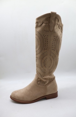 Kozaki damskie na płaskim (36-41) H198 KHAKI
