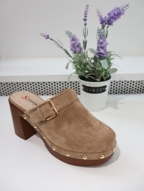 Klapki damskie na obcasie (36-41) YY47 KHAKI