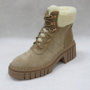 Botki damskie ocieplane na obcasie (36-41) 8608 KHAKI