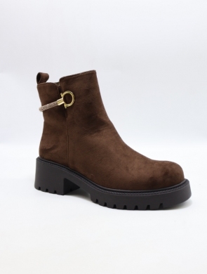 Botki damskie ocieplane na obcasie (36-41) MD7598 BROWN