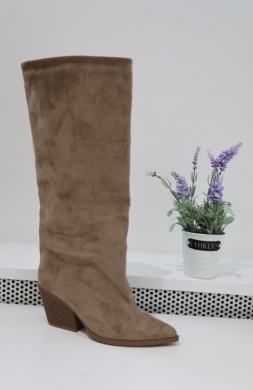 Kozaki damskie na obcasie (36-41) 2579A-1 KHAKI