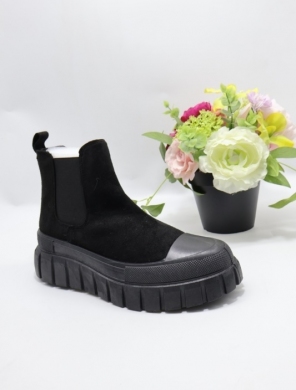 Botki damskie na płaskim (36-41) 19310 BLACK
