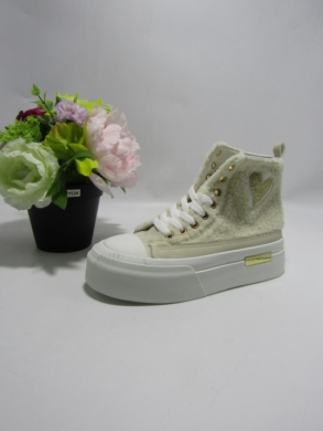 Trampki damskie na koturnie (36-41) 9131 BEIGE