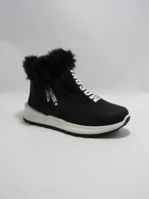 Botki damskie ocieplane na płaskim (36-41) 9130-1 BLK