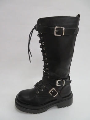 Kozaki damskie ocieplane na płaskim (36-41) F75 BLACK
