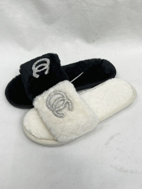 Kapcie damskie ocieplane (36-41) 23-1 BLACK/WHITE/GREY