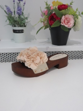 Klapki damskie na obcasie (36-41) LS177 BEIGE