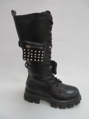 Kozaki damskie ocieplane na płaskim (36-41) H0239 BLACK