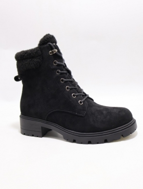 Botki damskie ocieplane na płaskim (36-41) X2311 BLACK