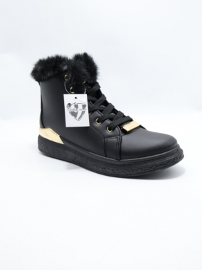 Botki damskie ocieplane na płaskim (36-41) 3007-1 BLACK