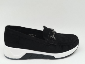 Mokasyny damskie na koturnie (36-41) DS23100-1 BLACK