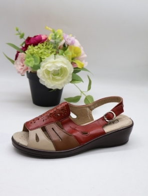 Sandały damskie na płaskim (37-42) B228-4 RED/KHAKI