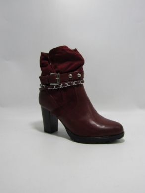 Botki damskie ocieplane na obcasie (36-41) F 6539 WINE