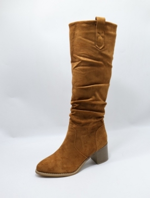 Kozaki damskie ocieplane na obcasie (36-41) F6086 CAMEL