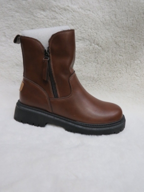 Botki damskie ocieplane na płaskim (36-41) E8207-2 BROWN