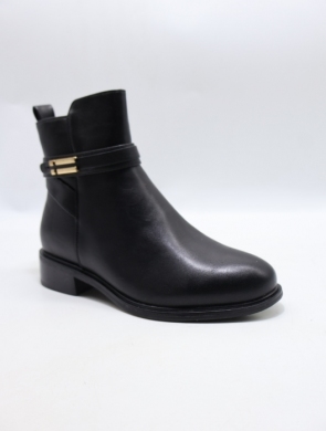 Botki damskie ocieplane na płaskim (36-41) H2205 PU/BLACK