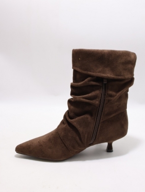 Botki damskie ocieplane na szpilce (36-41) 5852 BROWN