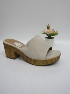 Klapki damskie na obcasie (36-41) Q8602 BEIGE