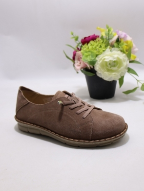 Półbuty damskie na płaskim (36-41) P-220 BROWN-SKÓRA