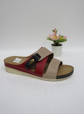 Klapki damskie na koturnie (36-41) KH1105 RED/APRICOT