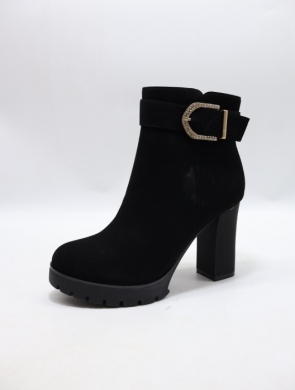 Botki damskie ocieplane na obcasie (36-41) 9650-GA BLACK