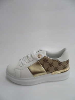 Buty sportowe damskie na płaskim (36-41) 990 WHITE/GOLD