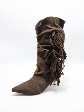 Kozaki damskie na szpilce (36-41) 68360 BROWN