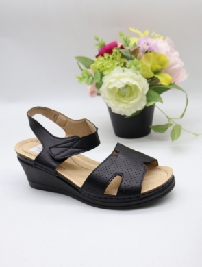 Sandały damskie na koturnie (36-41) 6445-1 BLACK