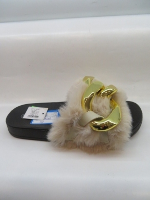 Klapki damskie z futerkiem (36-41) FF-006 BEIGE