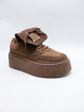 Buty sportowe damskie na płaskim (36-41) 9017 BROWN
