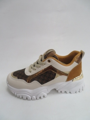 Sneakersy damskie niskie (36-41) AB922 WHITE/BROWN