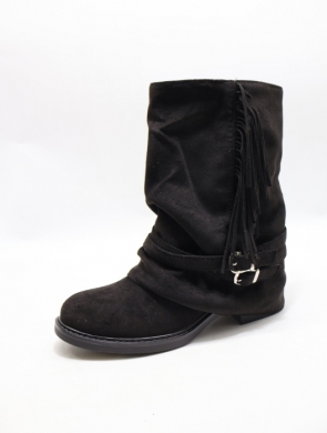 Botki damskie ocieplane na obcasie (36-41) Q383 BLACK