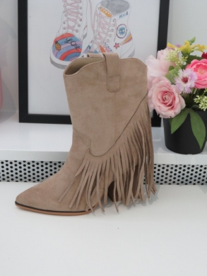 Kozaki damskie na obcasie (36-41) 8639A KHAKI