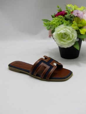 Klapki damskie na płaskim (36-41) XMTBL-03 BLUE/BROWN