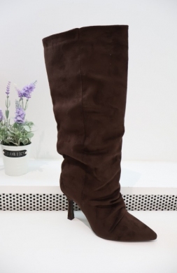 Kozaki damskie na szpilce (36-41) 2582A BROWN