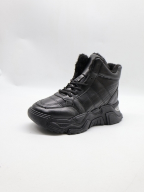 Botki damskie ocieplane na płaskim (36-41) 288-99 BLACK