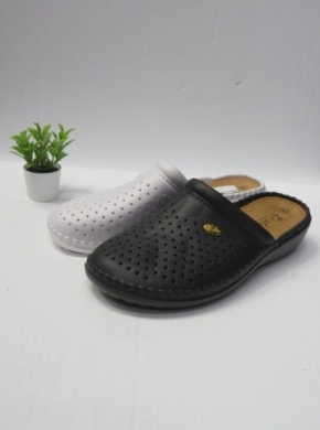 Klapki damskie na płaskim (37-42) 8883B BLACK/WHITE