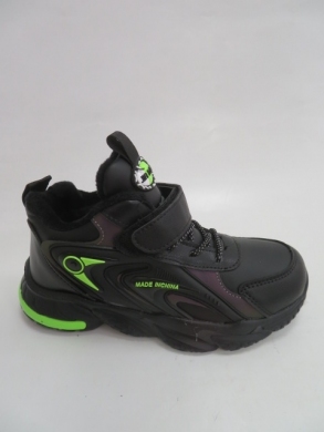 Buty sportowe chłopięce ocieplane (32-37) P691 BLACK/YELLOW