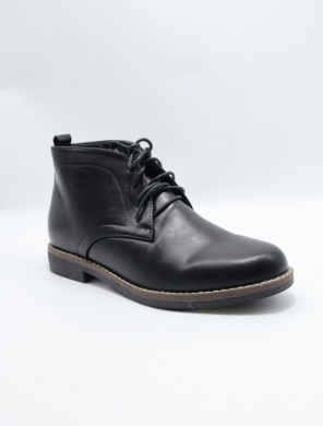 Botki damskie ocieplane na płaskim (36-41) B8210-1 BLACK/PU