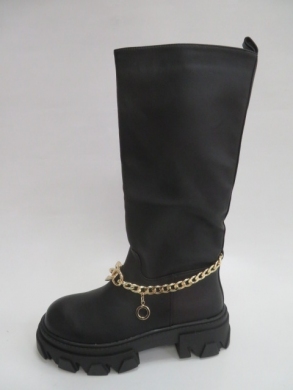 Kozaki damskie ocieplane na płaskim (36-41) F07 BLACK