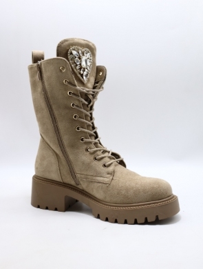 Botki damskie ocieplane na obcasie (36-41) 5817-2 KHAKI